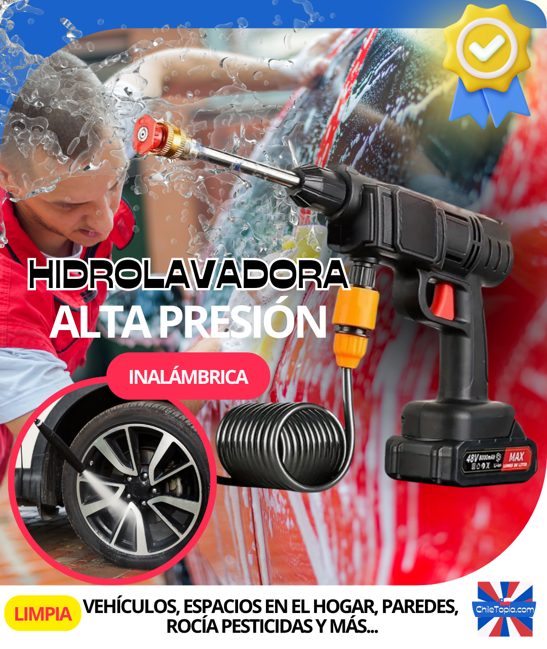 PROMOCION 50%OFF SOLO HOY - HIDROLAVADORA WATERJET PRO - 2 BATERIA + 7 ITENS DE REGALLO